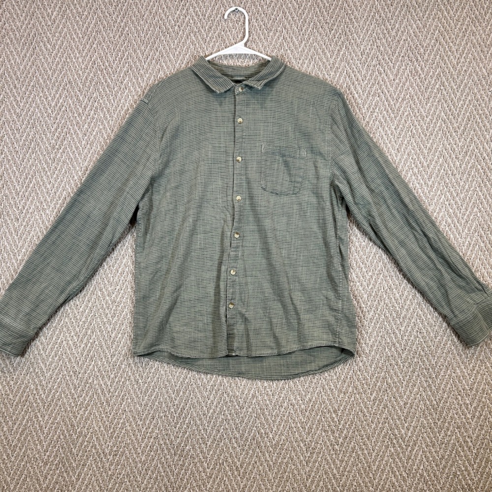 Marine Layer Shirt Mens Large Green Selvage Button Down Cotton Blend Casual